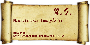 Macsicska Imogén névjegykártya